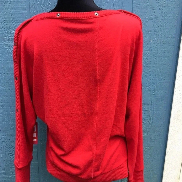 NWT Vince Camuto Snap Trim Dolman Sleeve Sweater Plus Size 1X Red - Picture 6 of 8